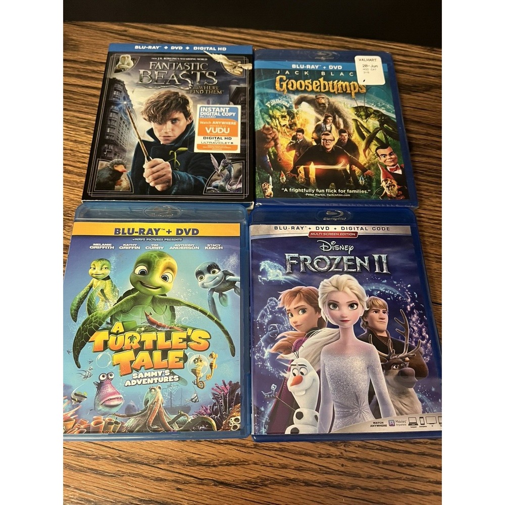 Lot of 4 BLU-RAY Dvds-A Turtles Tale,Frozen‎ II,Fantastic Beasts, New Goosebumps